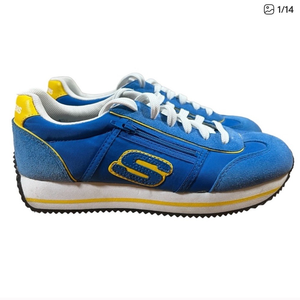 Vintage Skechers Active Running Shoes Yellow Blue 90s Sneakers Womens Sz 6